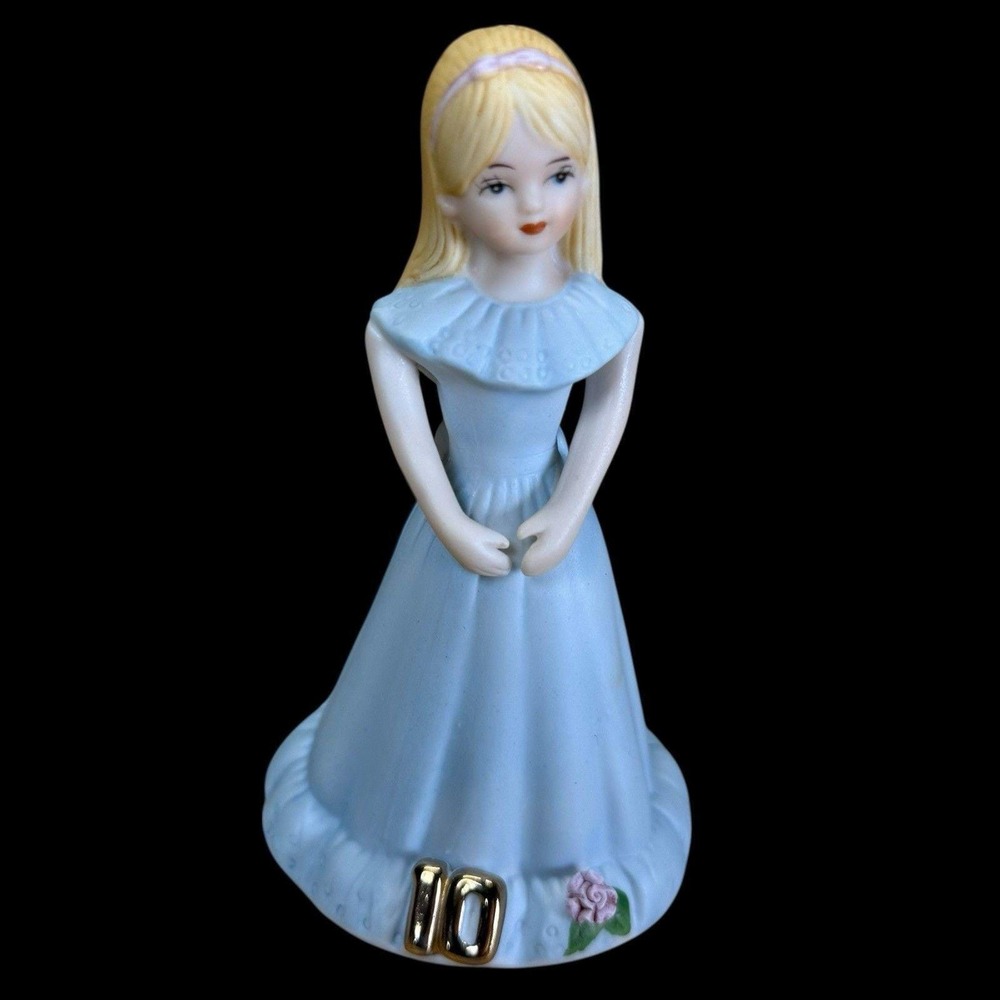Enesco Growing Up Girls Figurine Age 10 Blonde Hair Blue Dress Vintage 1981